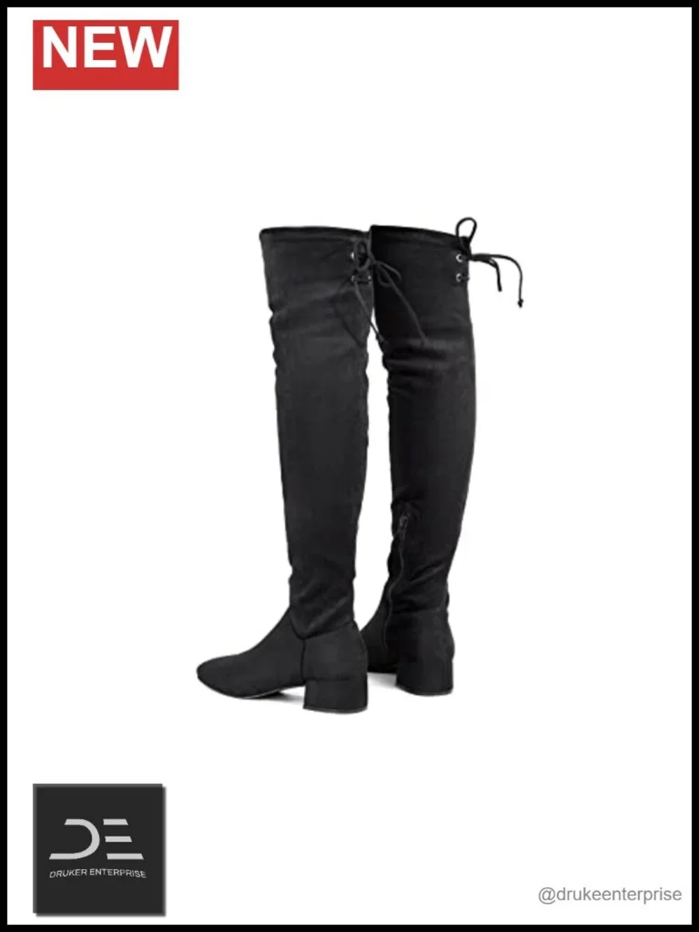 Over Knee High Boots with Side Zipper Block Heel